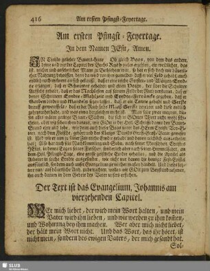 Am ersten Pfingst-Feyertage