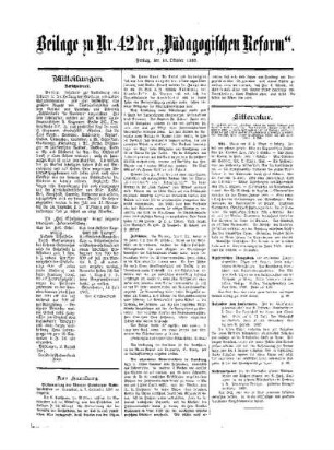 Mitteilungen : Beilage zu No. 42 der Pädagogischen Reform