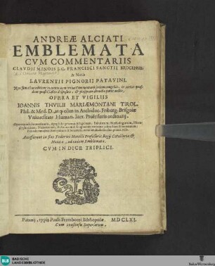 Andreae Alciati Emblemata : ...