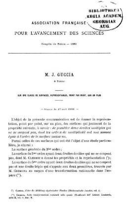 Sur une classe de surfaces, représentables, point par point, sur un plan