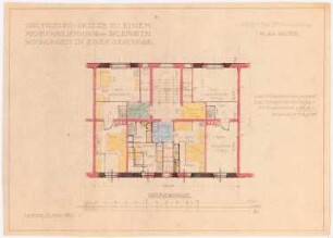 Mehrfamilienhaus mit 3 Wohnungen in einem Geschoss, Leipzig-Lindenau: Grundriss OG 1:100
