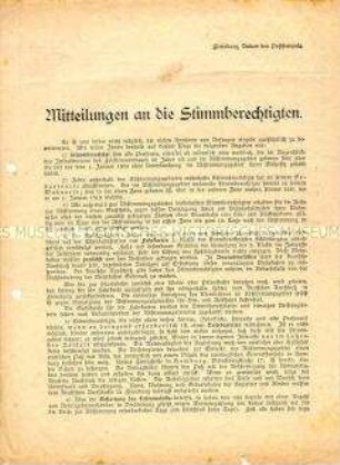 Informationsblatt mit Hinweisen für die Stimmberechtigten - Sachkonvolut