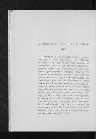 Vom Standpunkt der Hausfrau 1897