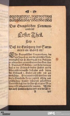 Des Evangelischen Communicantens Erster Theil.