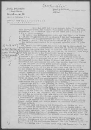 Altshausen: Inspektionsbericht 1959