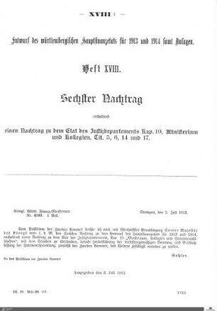 Hauptfinanzetat 1913-1914, Heft 18