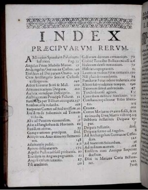 Index præcipvarvm rervm
