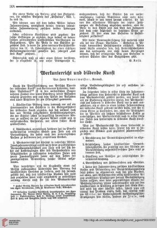 N.F. 10.1930: Werkunterricht und bildende Kunst