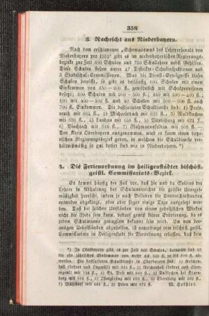 ¬Die¬ Ferienordnung im heiligenstädter bischöfl. geistl. Commissariats-Bezirk