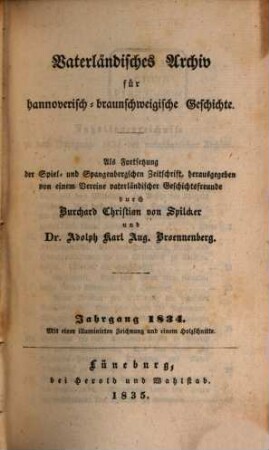 Vaterländisches Archiv für hannoverisch-braunschweigische Geschichte. 1834