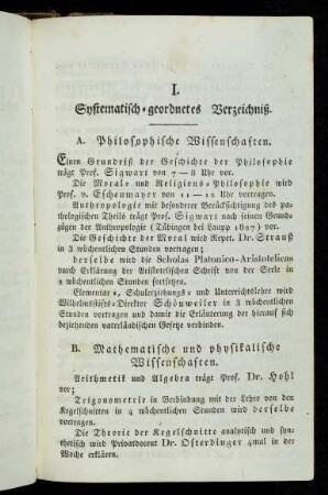 3-12, I. Systematisch-geordnetes Verzeichniß