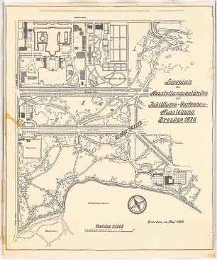 Ausstellungsgarten Jubiläums-Gartenbau-Ausstellung 1926, Dresden: Lageplan 1:1000