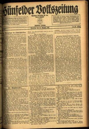 Ausgabe vom Samstag, den 21. August 1920.