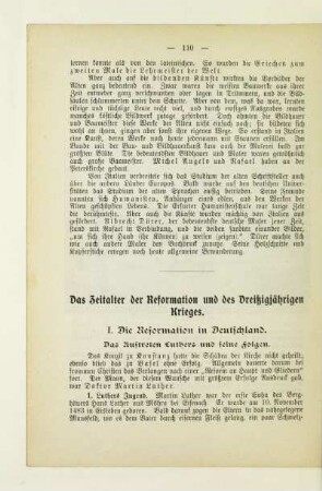 Das Zeitalter der Reformation und des Dreißigjährigen Krieges.