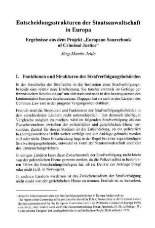 229-242, Entscheidungsstrukturen der Staatsanwaltschaft in Europa. Ergebnisse aus dem Projekt "European Sourcebook of Criminal Justice"