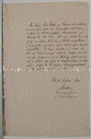 Empfehlungsschreiben zur Ausbildung als Turnlehrer für Kurt Diebel; Oels, 2. Juni 1900