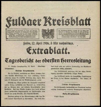 Ausgabe vom Mittwoch, den 12. April 1916.