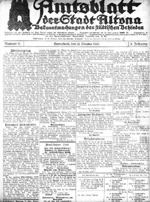 Nummer 41 : Sonnabend, den 13. Oktober 1923