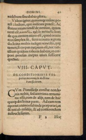 VIII. Caput. De Conditionibus Vel potius incommodis doctrinae Pontificiorum.