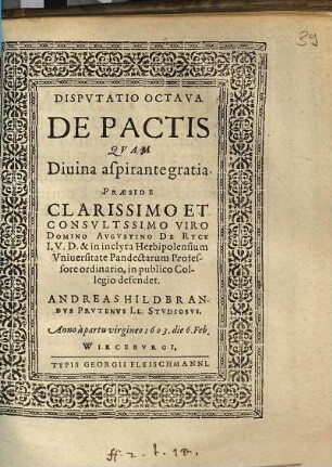 Dispvtatio Octava De Pactis