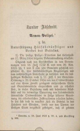 Zweiter Abschnitt. Armen-Polizei.