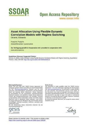 Asset Allocation Using Flexible Dynamic Correlation Models with Regime Switching
