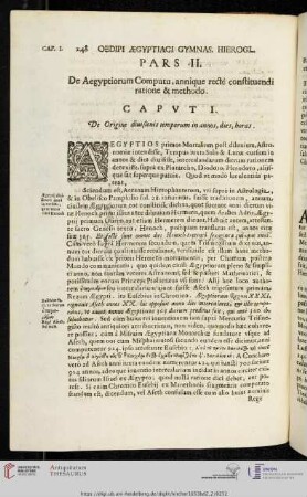 Pars II: De Aegyptiorum Computu, annique recte constituendi ratione & methodo