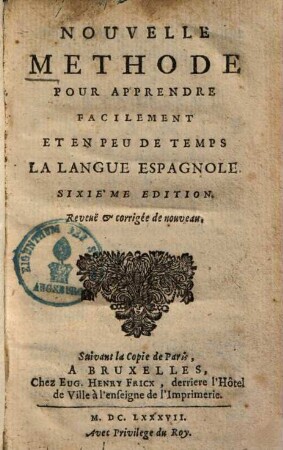 Nouvelle methode pour apprendre facilement et en peu de temps la langue espagnole