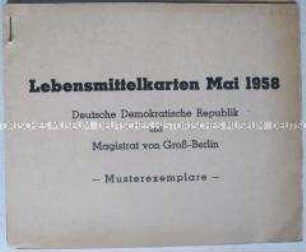 Musterblock der Lebensmittelkarten für die DDR und Berlin im Mai 1958