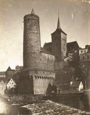 Bautzen. Alte Wasserkunst. Ansicht über die Spree