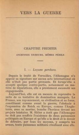 Chapitre Premier Anciennes Erreurs, Mêmes Périls