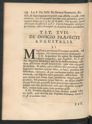 Tit. XVII. De Officio Praefecti Augustalis