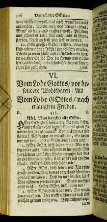 VI. Vom Lobe Gottes/ vor besondere Wohlthaten: Als Vom Lobe Gottes/ nach erlangtem Frieden