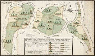 Grund-Riss über die zur Kellerey Schwartzach gehörige churfürstl. Cammeral-Waldungen, Jungholtz, Überbau und Riedenwald gen., Neukircher Forst OberAmts Heidelberg. Plan Nr. 2