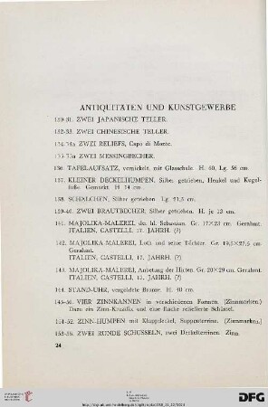 Antiquitäten und Kunstgewerbe (Nr. 130-191)