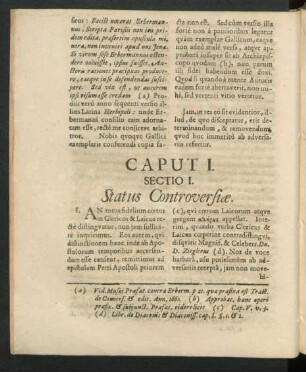 Sectio I. Status Controversiae.