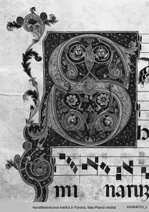 Antifonarium S aus San Domenico, Perugia : Initale S mit anthropomorpher Ornamentik