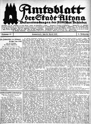 Nummer 17 : Sonnabend, den 24. April 1926
