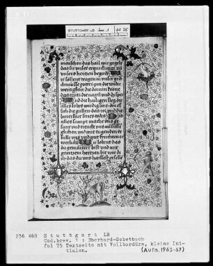 Das Eberhardgebetbuch — Vollbordüre, Folio 75recto