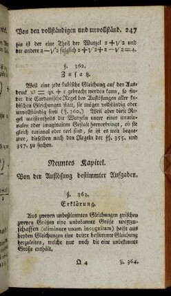 Neuntes Kapitel. Von der Auflösung bestimmter Aufgaben.