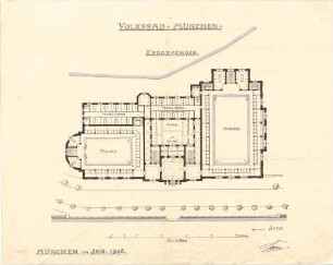 Hocheder, Karl; München; Müller´sches Volksbad - Grundriss EG