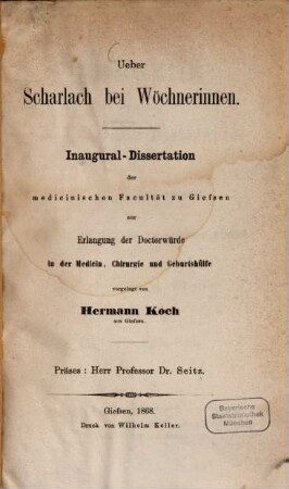 Über Scharlach bei Wöchnerinnen