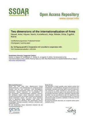 Two dimensions of the internationalization of firms