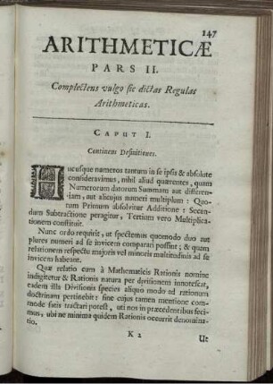 Pars II. Complectens vulgo sic dictas Regulas Arithmeticas.