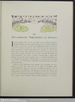 Die Schroedersche Papierfabrik zu Golzern.