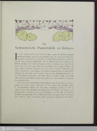 Die Schroedersche Papierfabrik zu Golzern.