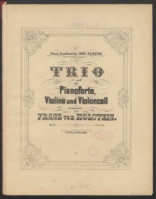 Trio (g-moll) für Pianoforte, Violine und Violoncell : Op. 18