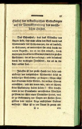 Einfluß der mikroskopischen Entdeckungen auf die Vervollkommung des menschlichen Geistes.