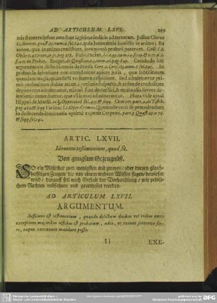 Artic. LXVII. Idoneum testimonium, quod sit. Von gnugsam Gezeugnüß