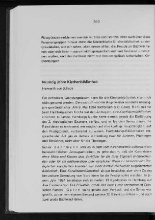 Neunzig Jahre Kichenbibliothek